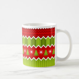 Christmas Red And Green Chevron Stripes Pattern Coffee Mug