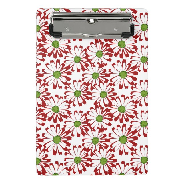 Christmas Red and Green Daisy Floral Pattern Mini Clipboard (Front)