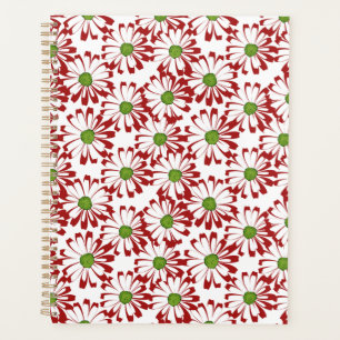Christmas Red and Green Daisy Floral Pattern Planner