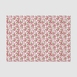 Christmas Red and Green Daisy Floral Pattern Tissue Paper