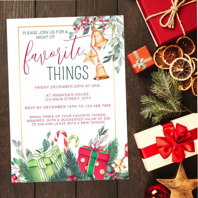 Christmas Red and Green Favourite Things Party Invitation (Creator Uploaded)