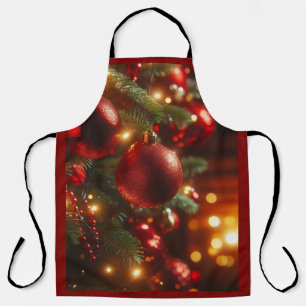 Christmas Red and Green Glitter Ornaments Apron