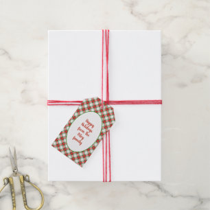 Christmas red and green plaid gift tags