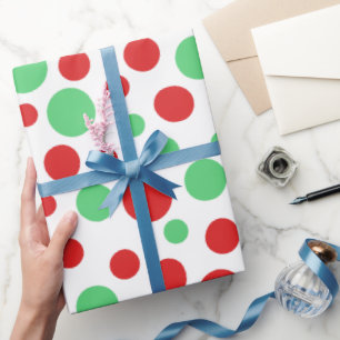 Christmas red and green polka dots wrapping paper