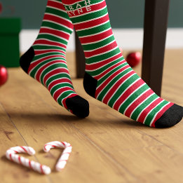 Christmas Red and Green Stripe Holiday Socks