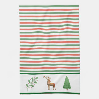 Christmas red and green stripe kitchen dish towel