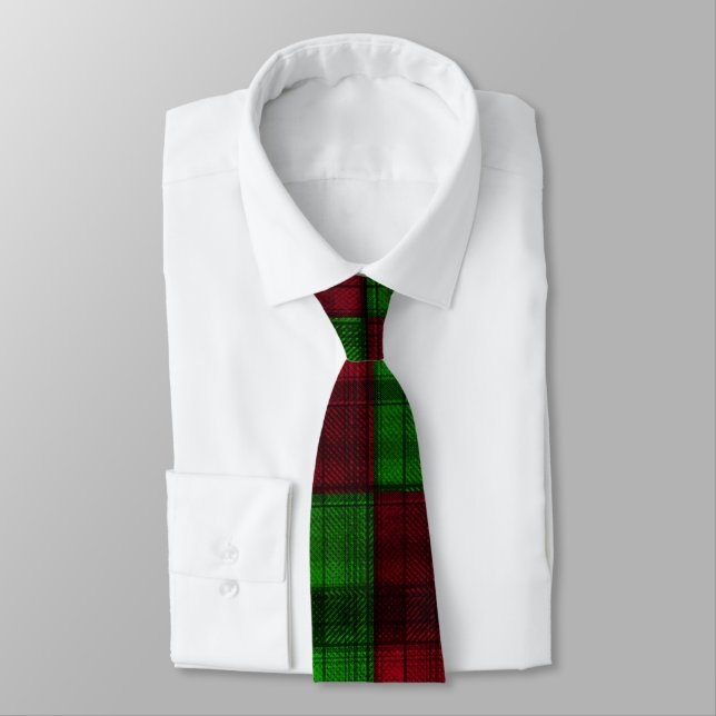 Christmas red and Green tartan.  Tie (Tied)