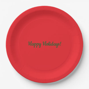 Christmas Red and Holiday Green Paper Plate