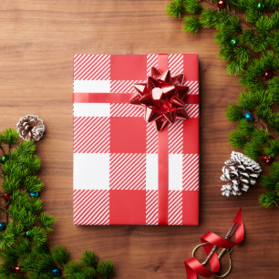 Christmas Red and White Buffalo Plaid Wrapping Paper
