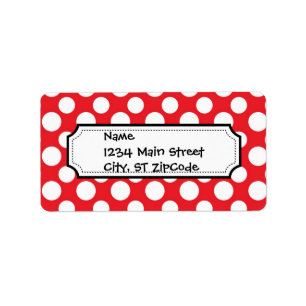 Christmas Red and White Dot Patterns Label