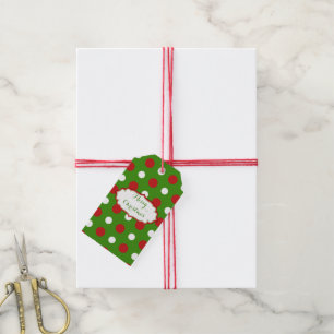 Christmas red and white fun Polka dots Gift Tags