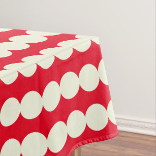 Christmas Red and White Geometric Dots Pattern  Tablecloth