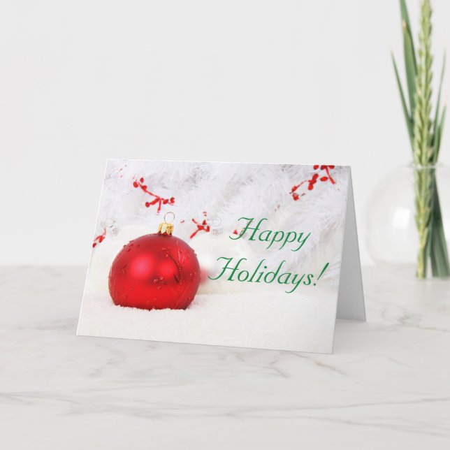 Christmas Red And White Happy Holidays Holiday Card (Front)