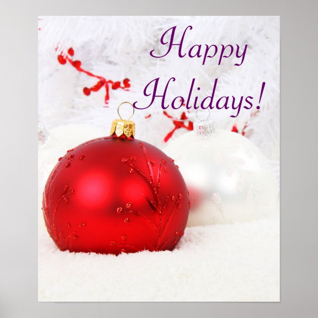 Christmas Red And White Happy Holidays VII Poster (Front)