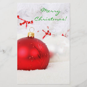Christmas Red And White Merry Christmas I Stationery