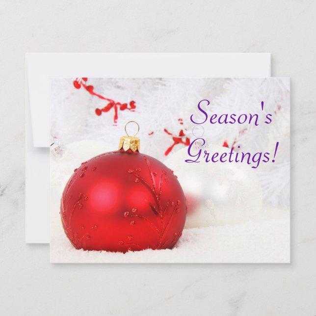 Christmas Red And White Season's Greetings Invitat Invitation (Front)