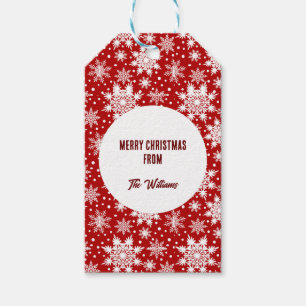Christmas Red and White Snowflakes Pattern Gift Tags