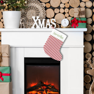 Christmas Red and White Stripe Custom Small Christmas Stocking