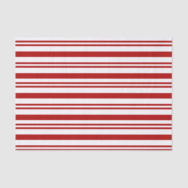 Christmas Red and White Striped  Tissue Paper (Front)