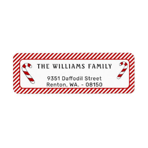 Christmas Red and White Stripes Adresse de retour