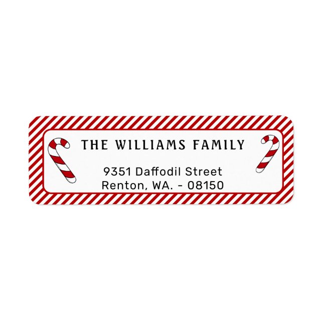 Christmas Red and White Stripes Return Address (Front)