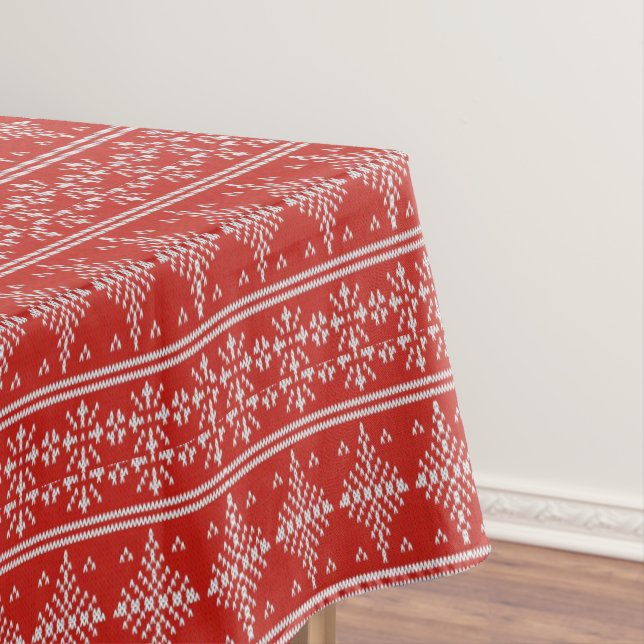 Christmas Red and White Ugly Sweater Tablecloth (In Situ)