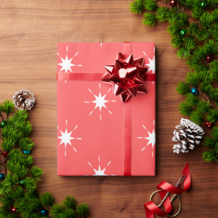 Christmas red and white with stars wrapping paper