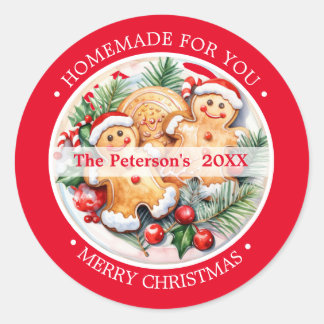 CHRISTMAS Red Baked Goods Cookies Ginger Homemade Classic Round Sticker