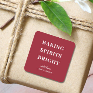 Christmas Red Baking Spirits Square Sticker