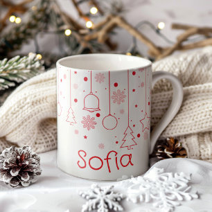 Christmas red Ball star decor name Classic Mug
