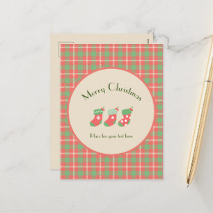 Christmas red-based Plaid Holiday Postcard