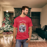 Christmas red bauble family photo T-Shirt<br><div class="desc">Red shirt. Personalize and add your own family photo. A Christmas tree bauble as frame.</div>