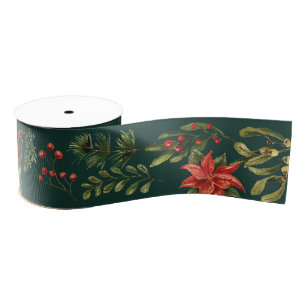 Christmas Red Berries Botanical Holidays Grosgrain Ribbon
