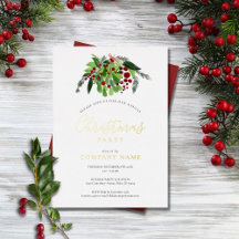 Christmas Red Berries Business Party Gold