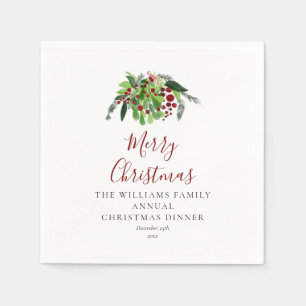 Christmas Red Berries Holiday Party Napkin