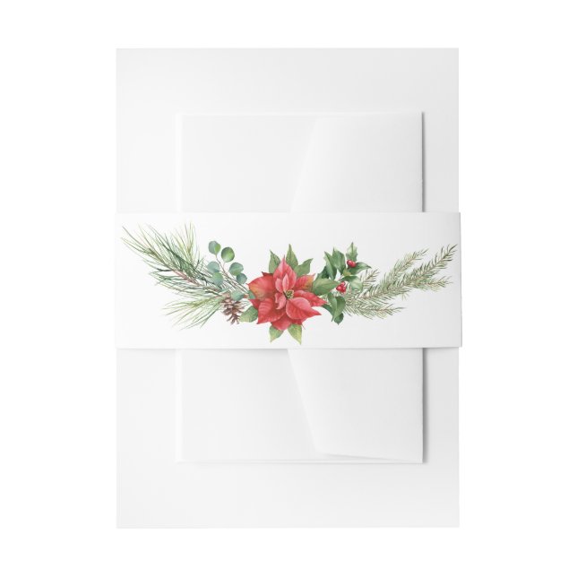 Christmas Red Berries Invitation Belly Band (Front Example)
