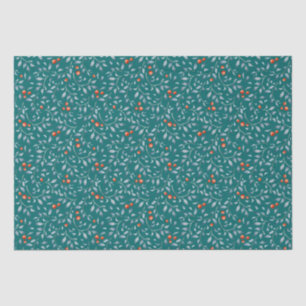 Christmas red berries pattern modern trendy teal tissue paper