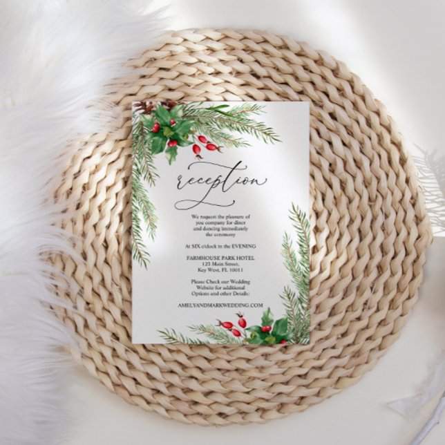 Christmas Red Berries  Reception Enclosure Card (Creator Uploaded)