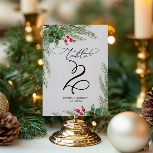 Christmas Red Berries Table 2 Wedding Table Number (Creator Uploaded)