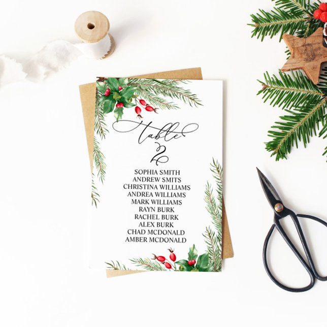 Christmas Red Berries Table Number 2 Seating Chart (Creator Uploaded)