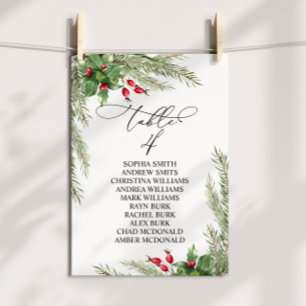Christmas Red Berries Table Number 4 Seating Chart