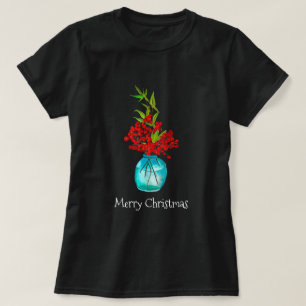 Christmas red berries  watercolor art T-Shirt