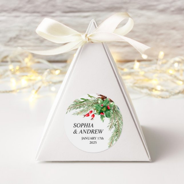 Christmas Red Berries Wedding Cercle Sticker (Creator Uploaded)