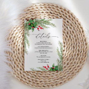 Christmas Red Berries Wedding Details Enclosure Card