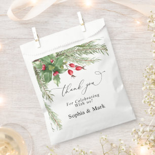Christmas Red Berries Wedding Favour Bag