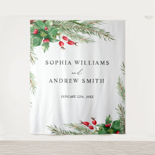 Christmas Red Berries Wedding Tapestry