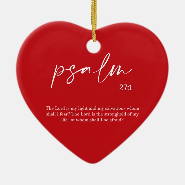 Christmas Red Bible Verse Ceramic Heart Ornament (Front)