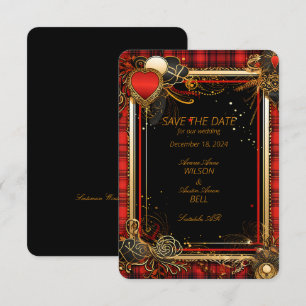 Christmas Red Black and Gold Wedding Save The Date