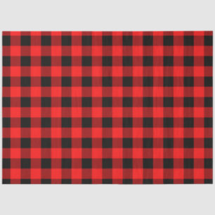 Christmas Red Black Buffalo Checks Plaid Tissue Paper