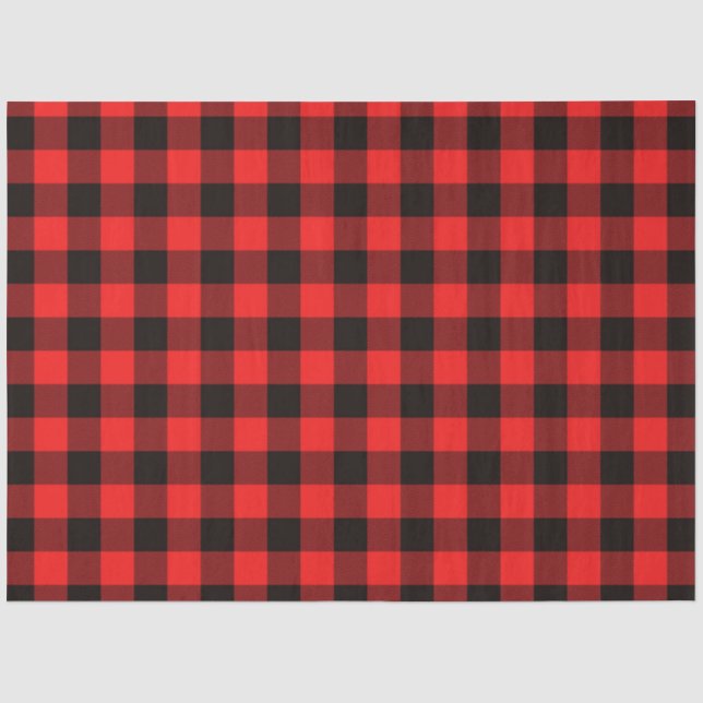 Christmas  Red Black Buffalo Checks Plaid Tissue Paper (Front)